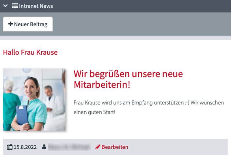 Vismed. Intranet Screenshot